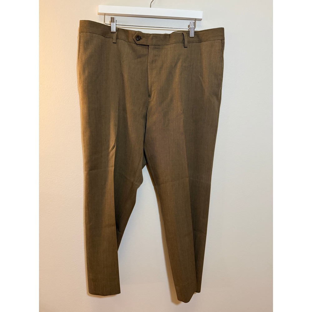 Joseph & Feiss Dress Pants Mens 40 x 27‎ Brown 100% Wool Flat Front Trousers